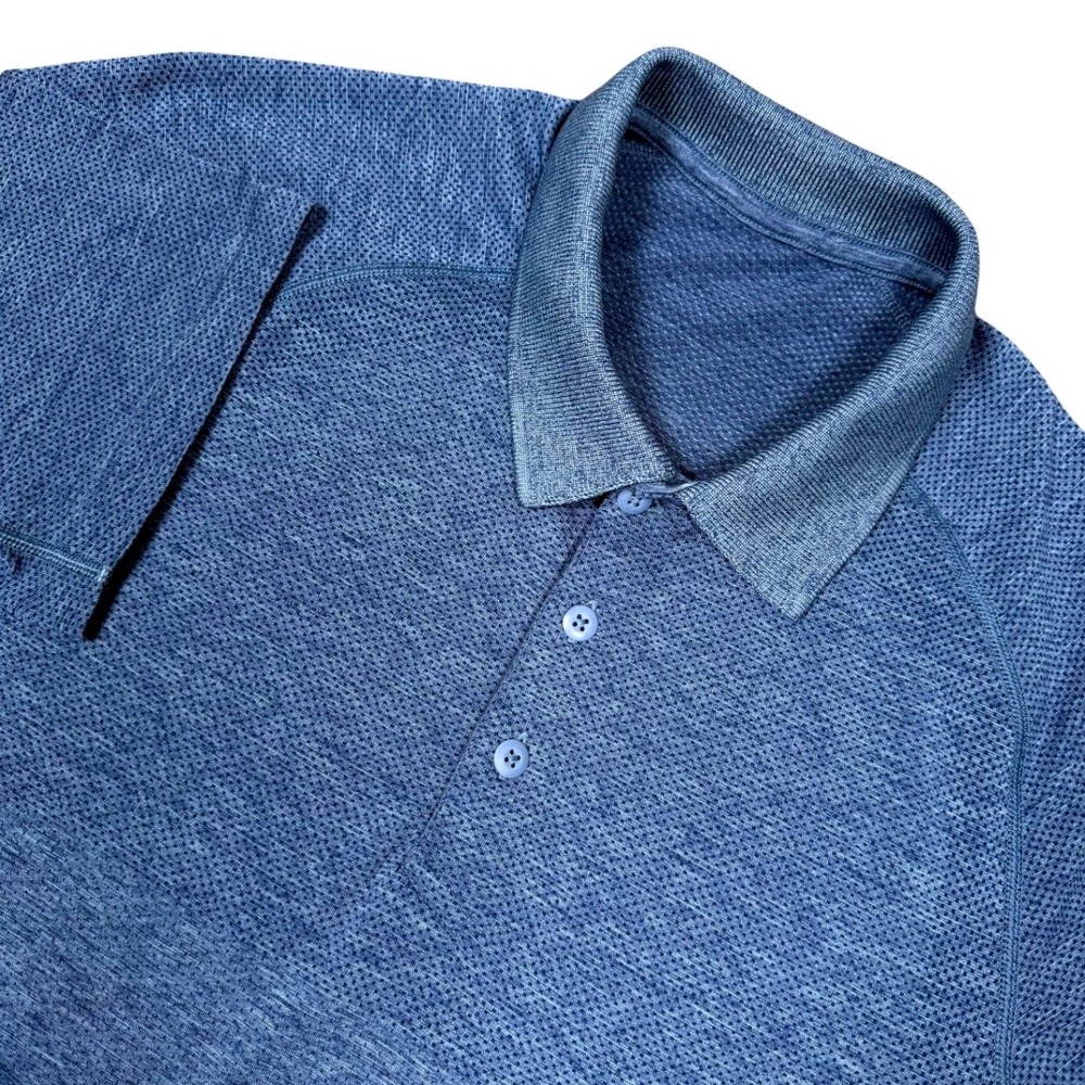 Lululemon Metal Vent Tech Polo Men Small Blue Short Sleeve Breathable Training